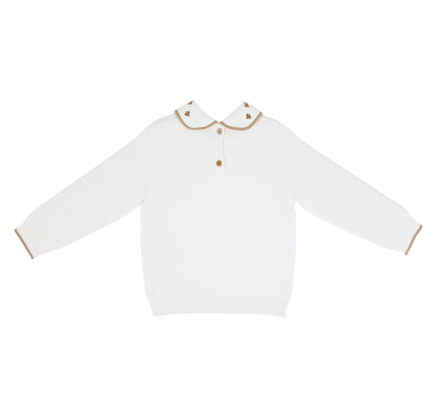 Soft Knitted Sweater with Collar and Scalloped Front Placket