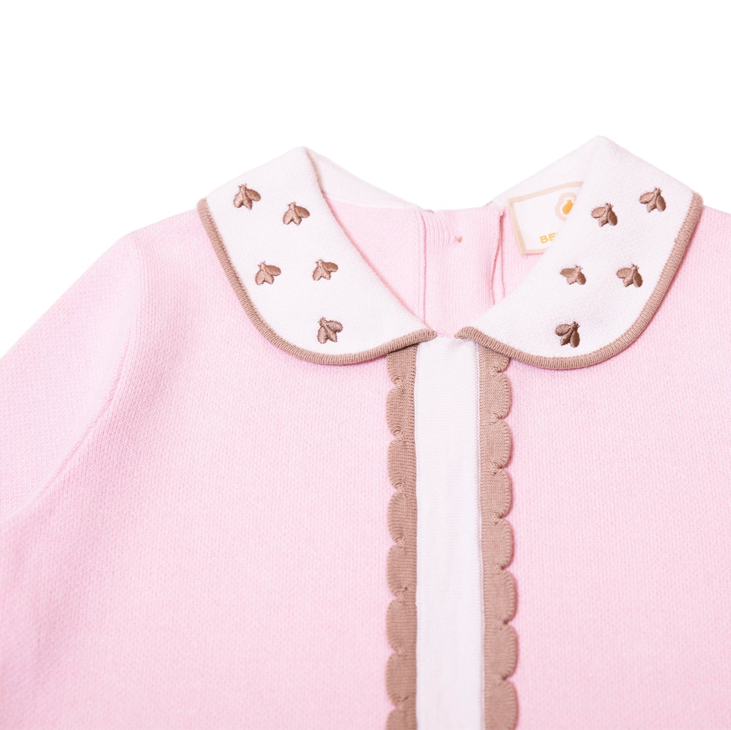 Soft Knitted Sweater with Collar and Scalloped Front Placket