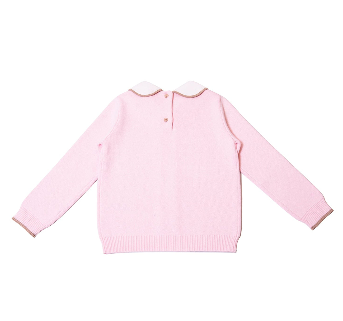 Soft Knitted Sweater with Collar and Scalloped Front Placket