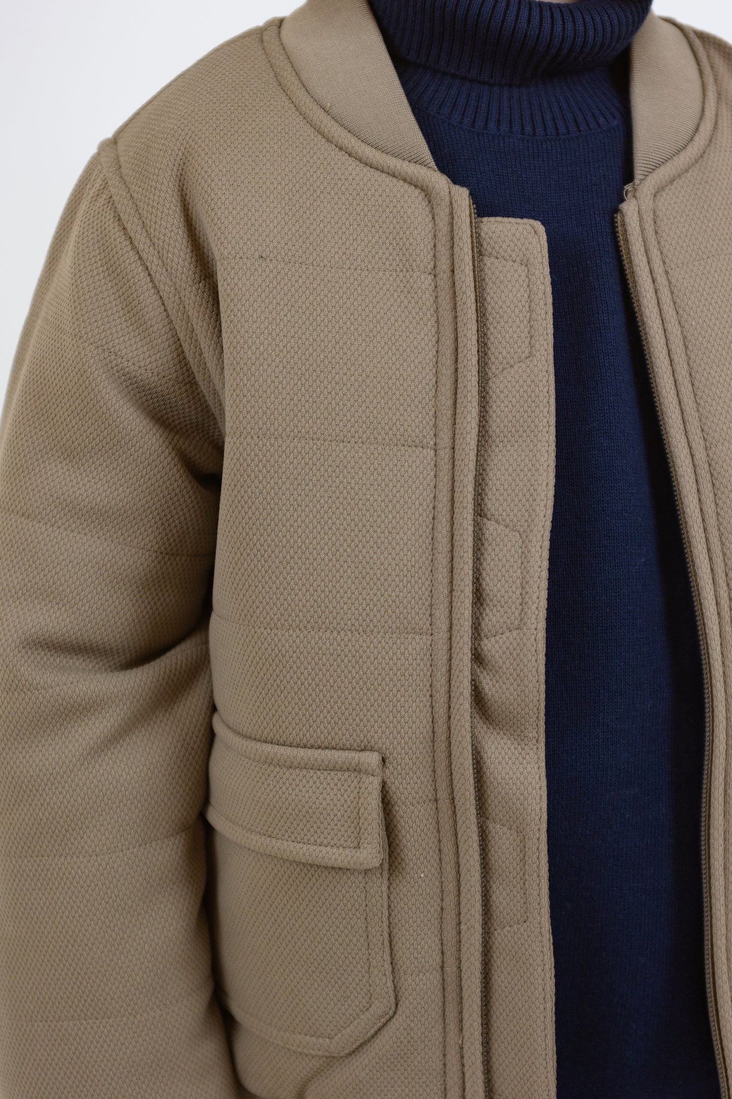 Rex Padded Bomber Jacket in Structured Fabric