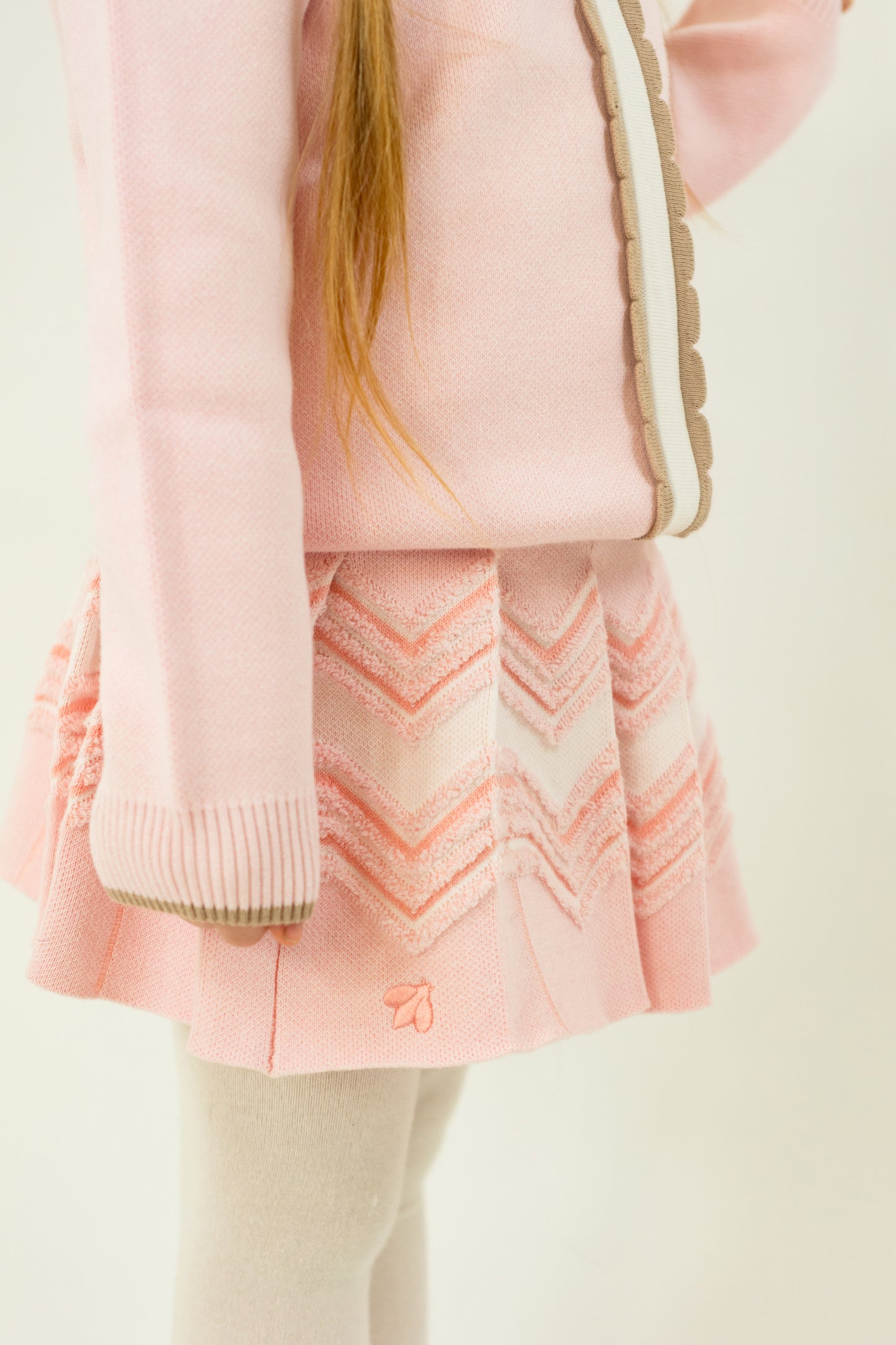 Soft Knitted Sweater with Collar and Scalloped Front Placket