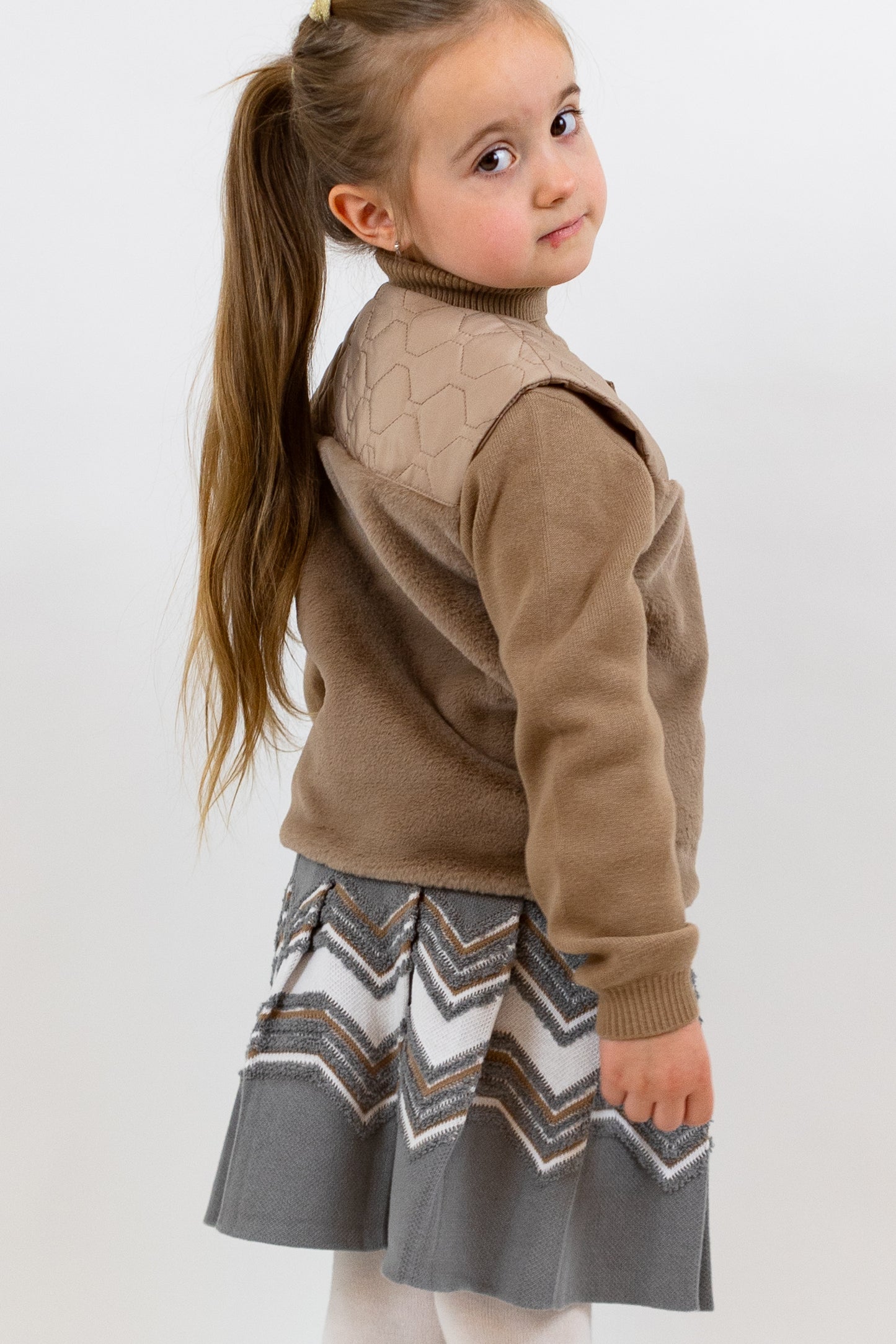 Aurea Faux Fur and Honeycomb Quilted Vest