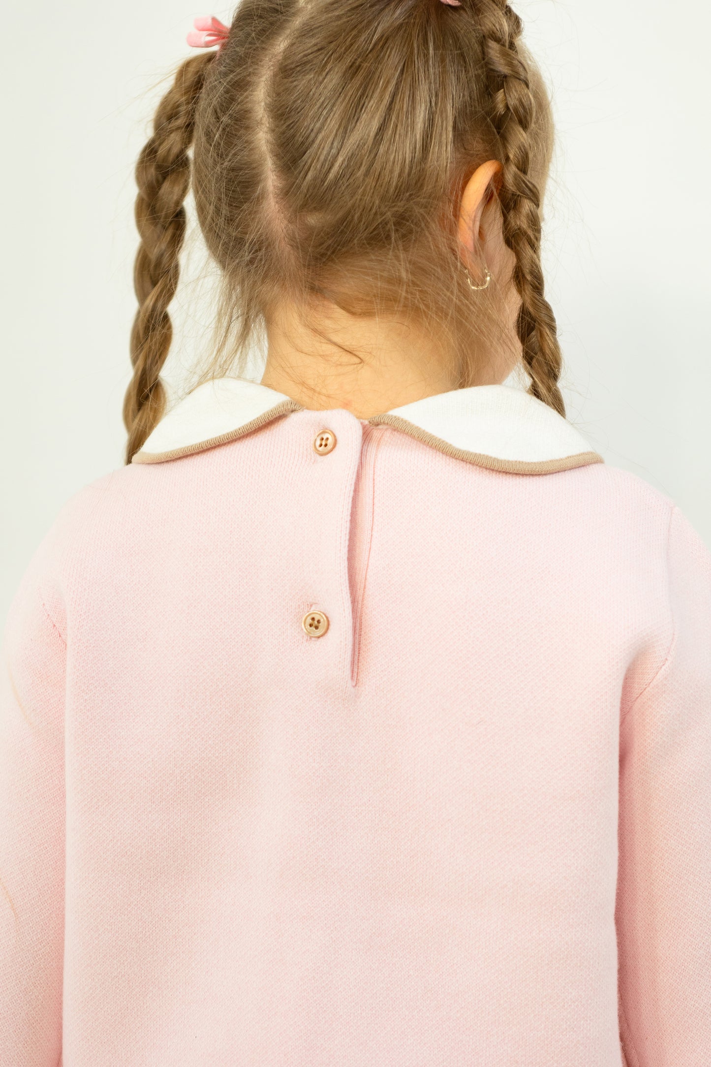 Soft Knitted Sweater with Collar and Scalloped Front Placket