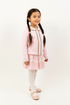 Soft Knitted Sweater with Collar and Scalloped Front Placket