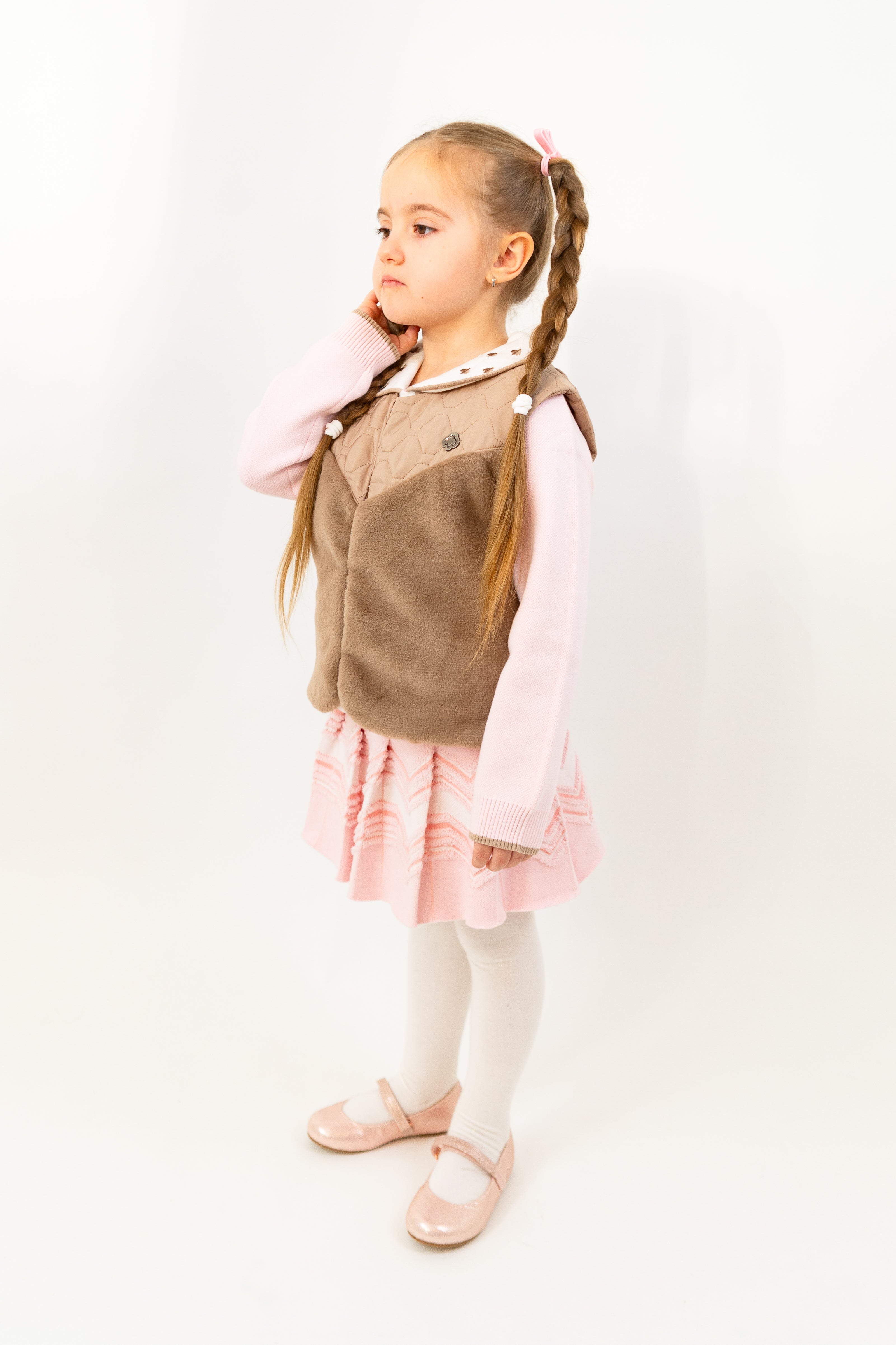 Aurea Faux Fur and Honeycomb Quilted Vest