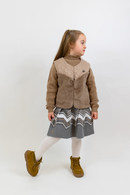Aurea Faux Fur and Honeycomb Quilted Vest