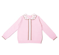 Scallop Mjuk Stickad Tröja med krage 