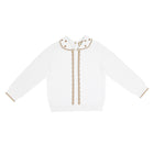 Soft Knitted Sweater with Collar and Scalloped Front Placket