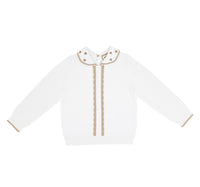 Scallop Mjuk Stickad Tröja med krage 