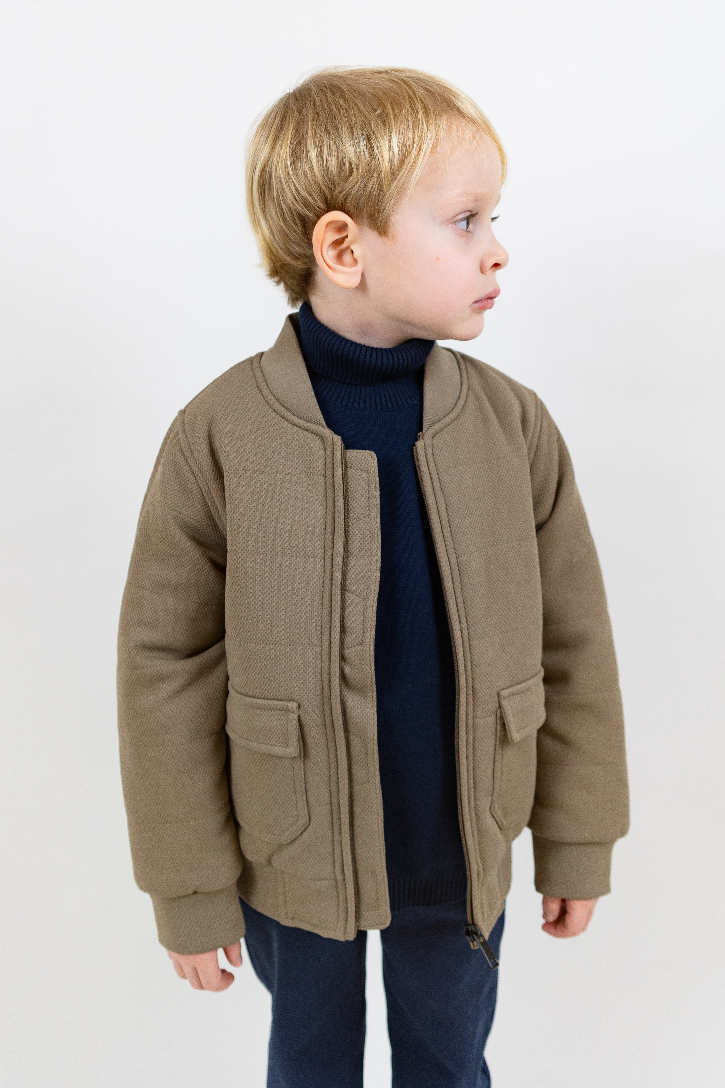 Rex Padded Bomber Jacket in Structured Fabric