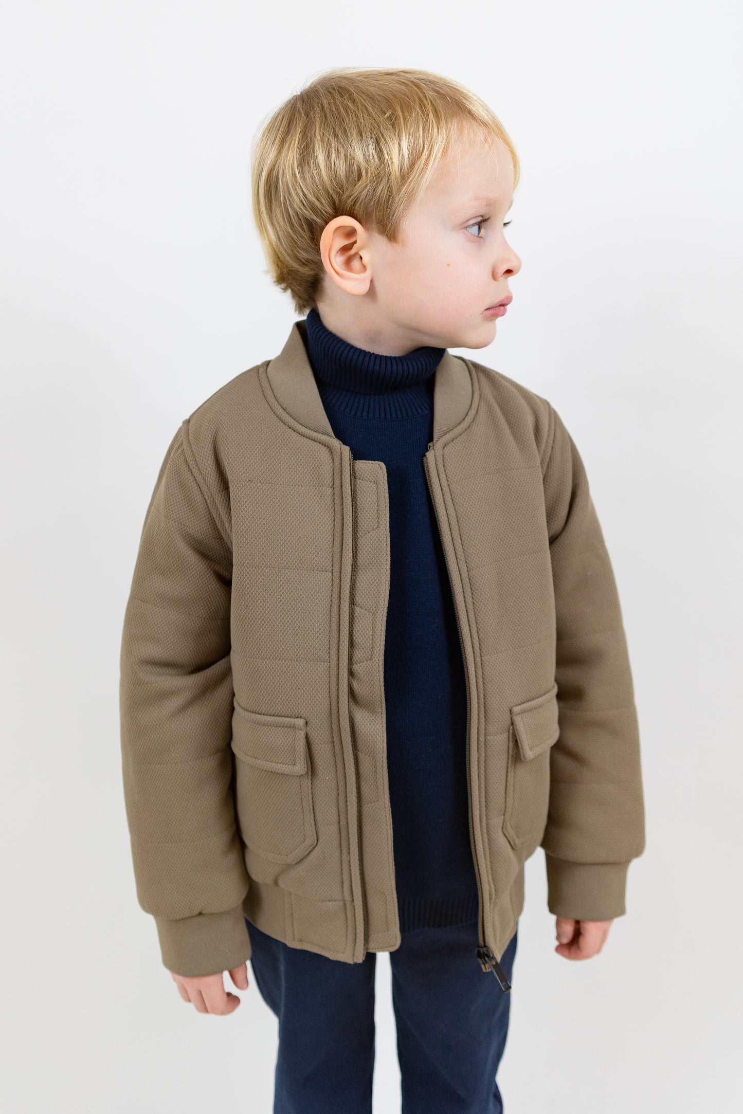 Rex Padded Bomber Jacket in Structured Fabric