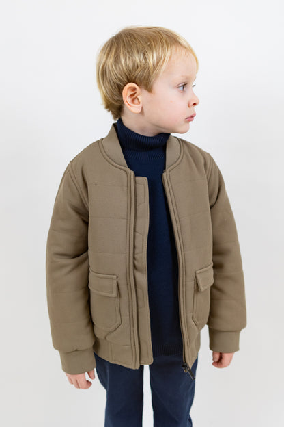 Rex Padded Bomber Jacket in Structured Fabric
