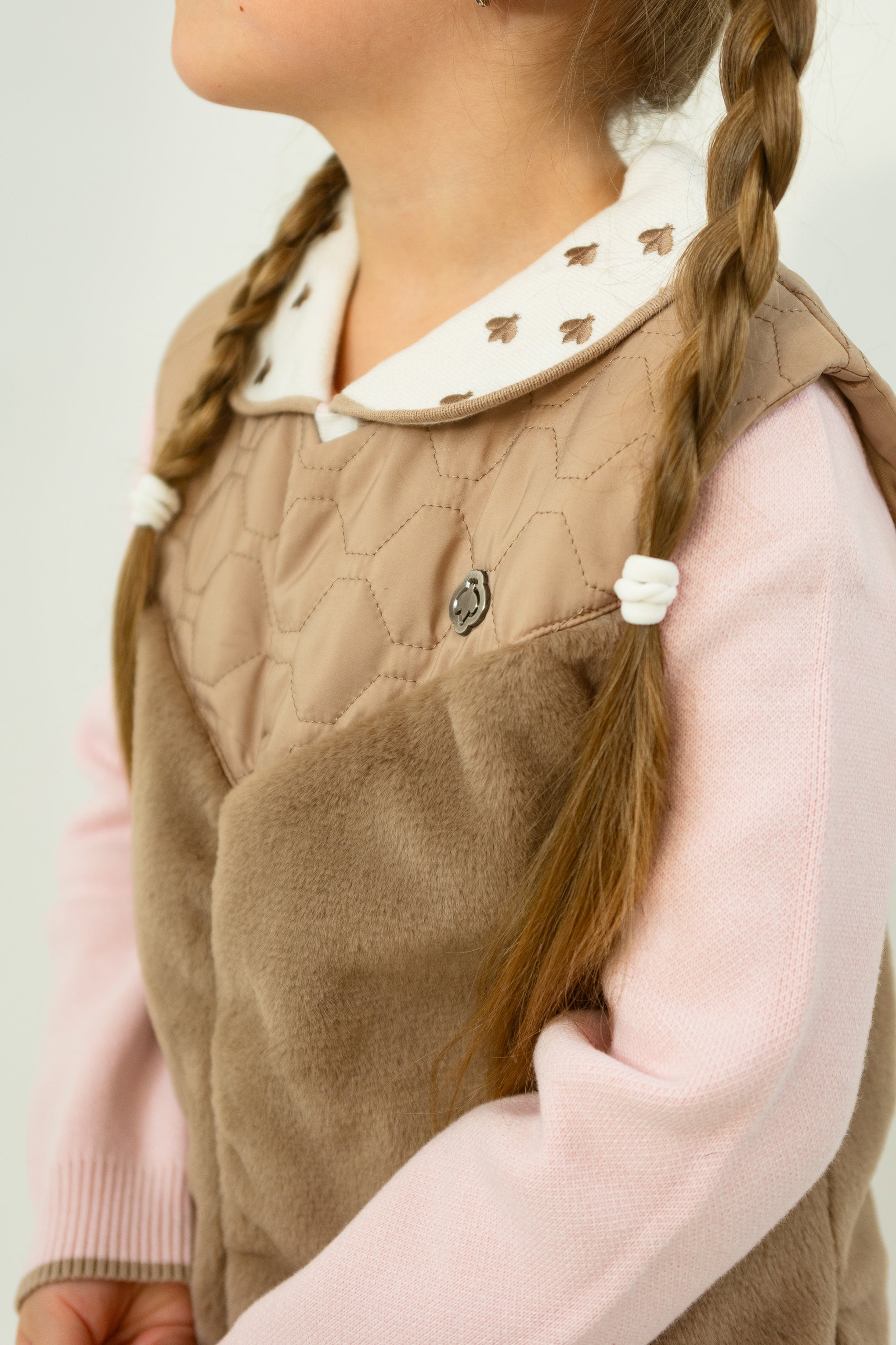 Aurea Faux Fur and Honeycomb Quilted Vest