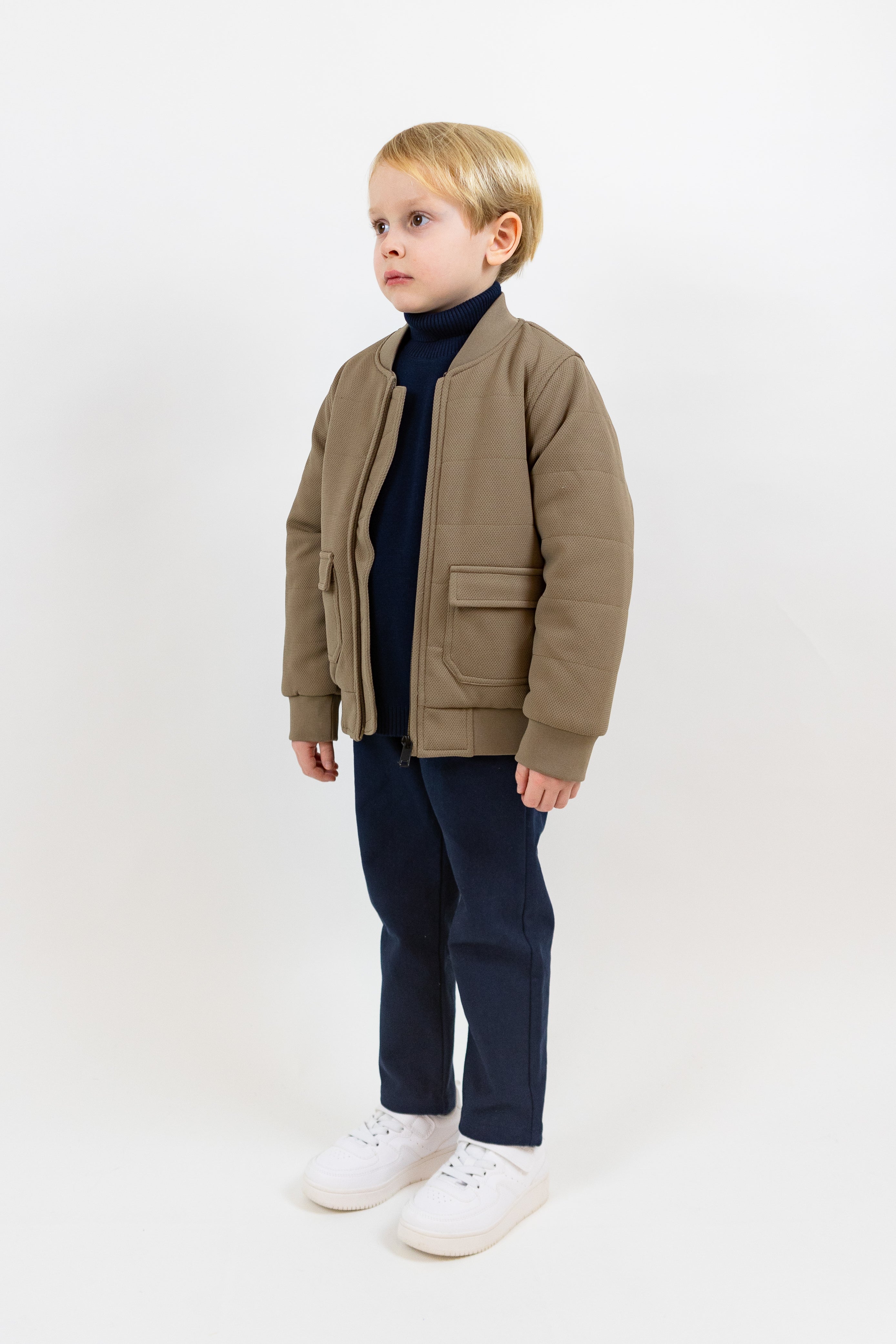 Rex Padded Bomber Jacket in Structured Fabric