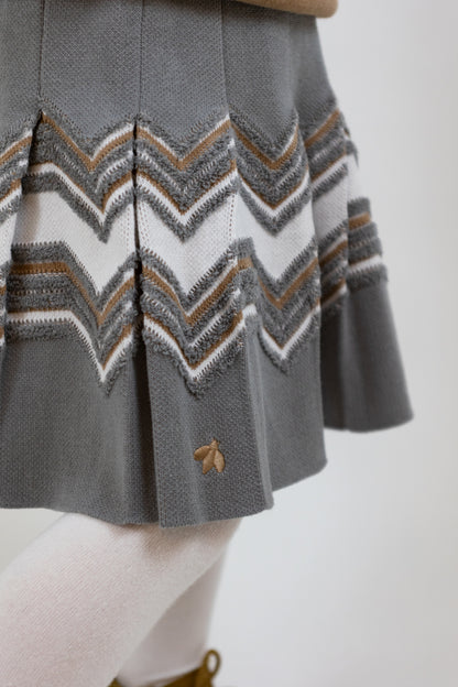 Soft Knitted Buzz Skirt with Pleats - Cloud Grey
