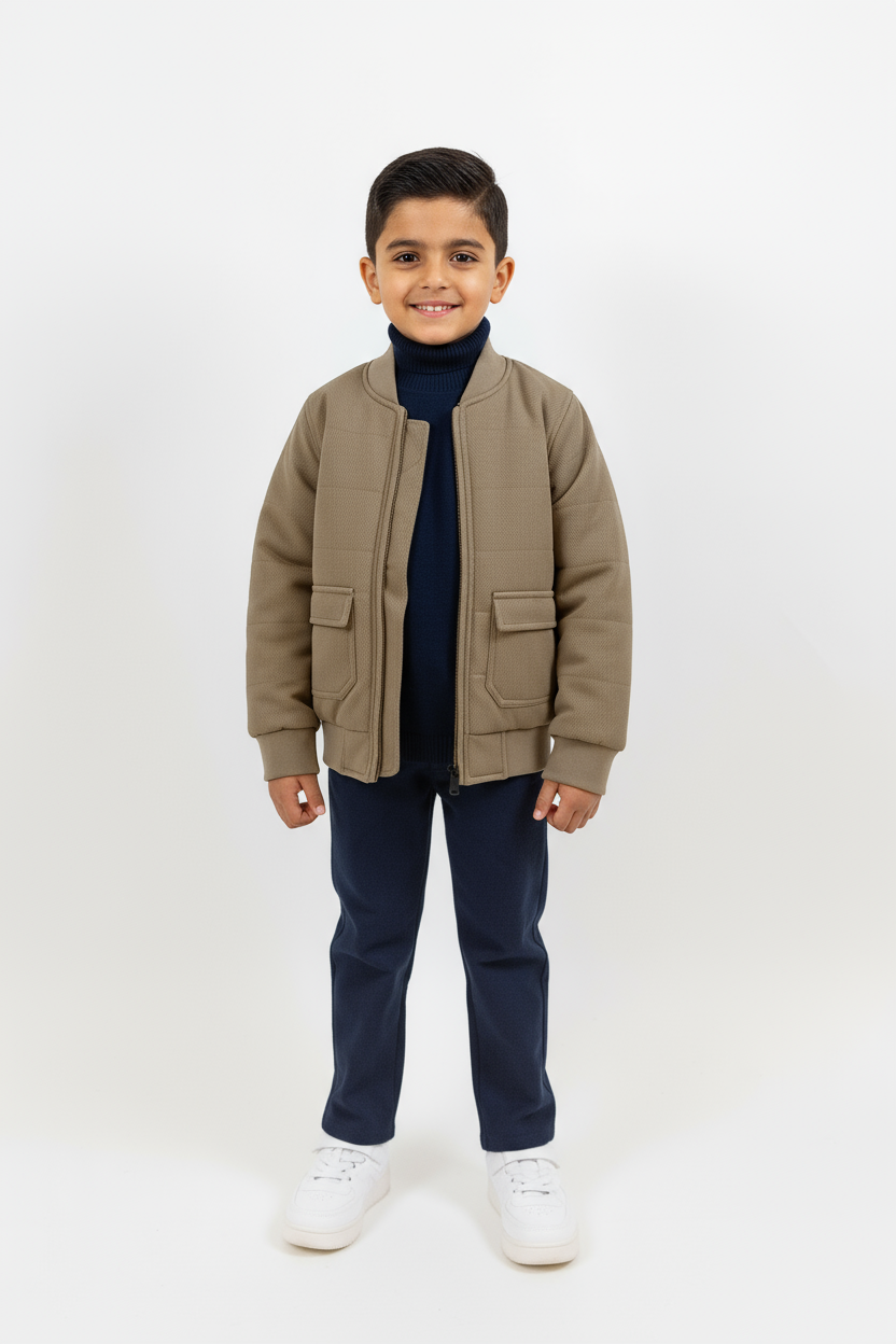 Rex Padded Bomber Jacket in Structured Fabric